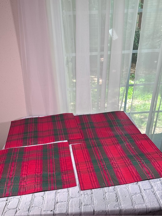 Other - Red Green Christmas Holiday Traditional Tartan Plaid Table Placemats - Set of 4
